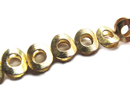 Scheibe /Ring mit Loch, vergoldet / gebürstet, ca. 18mm